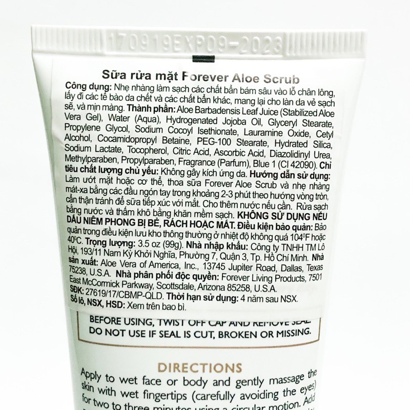 Sữa rửa mặt tẩy tế bào chết Forever Aloe Scub, Forever Living Products 238 FLP 99g Jubilee | BigBuy360 - bigbuy360.vn