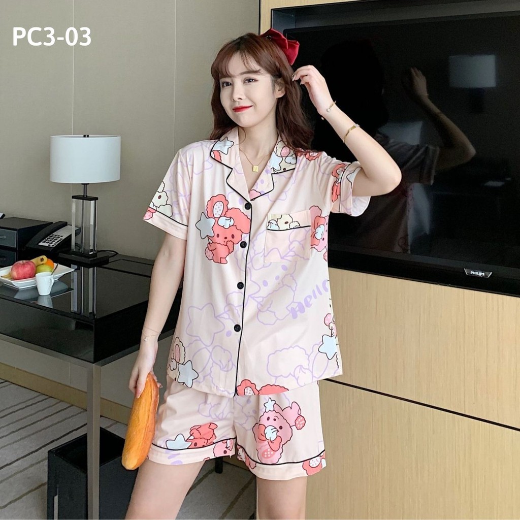 [HÀNG SẴN] BỘ PIJAMA COTTON THUN CỘC TAY QUẦN ĐÙI HỌA TIẾT XINH XẮN HÀNG QUẢNG CHÂU | WebRaoVat - webraovat.net.vn