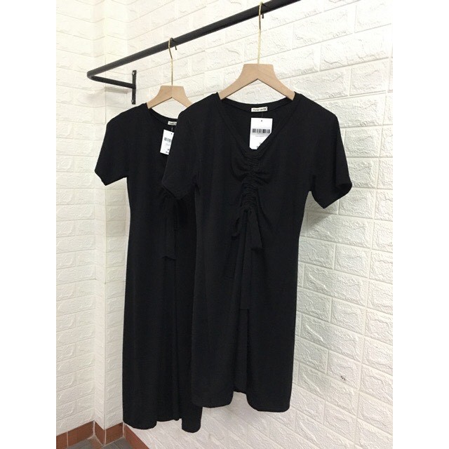 Đầm suông nữ cổ tim rút dây ngực đuôi xòe chất cotton tàu mịn mát thiết kế sang chảnh | BigBuy360 - bigbuy360.vn