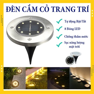 Đèn Led Cắm Cỏ Sân Vườn Năng Lượng Mặt Trời Tròn 8 Bóng Led Trang Trí Sân Vườn, Lối Đi, Quán Cà Phê, Đèn Rọi Cây Cảnh