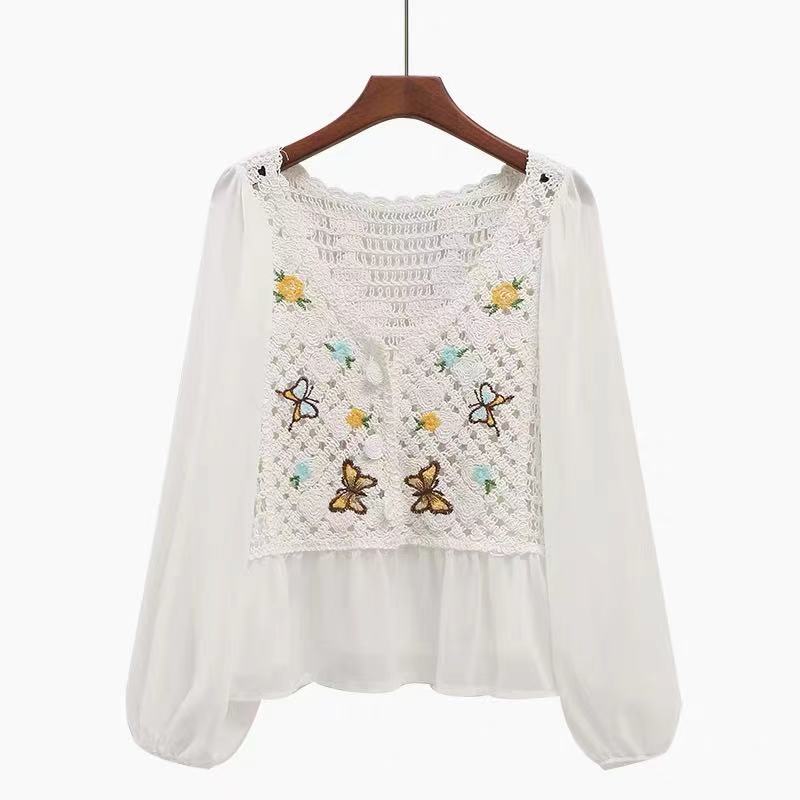 Áo voan SUXI phối ren phong cách Hàn Quốc dành cho nữ