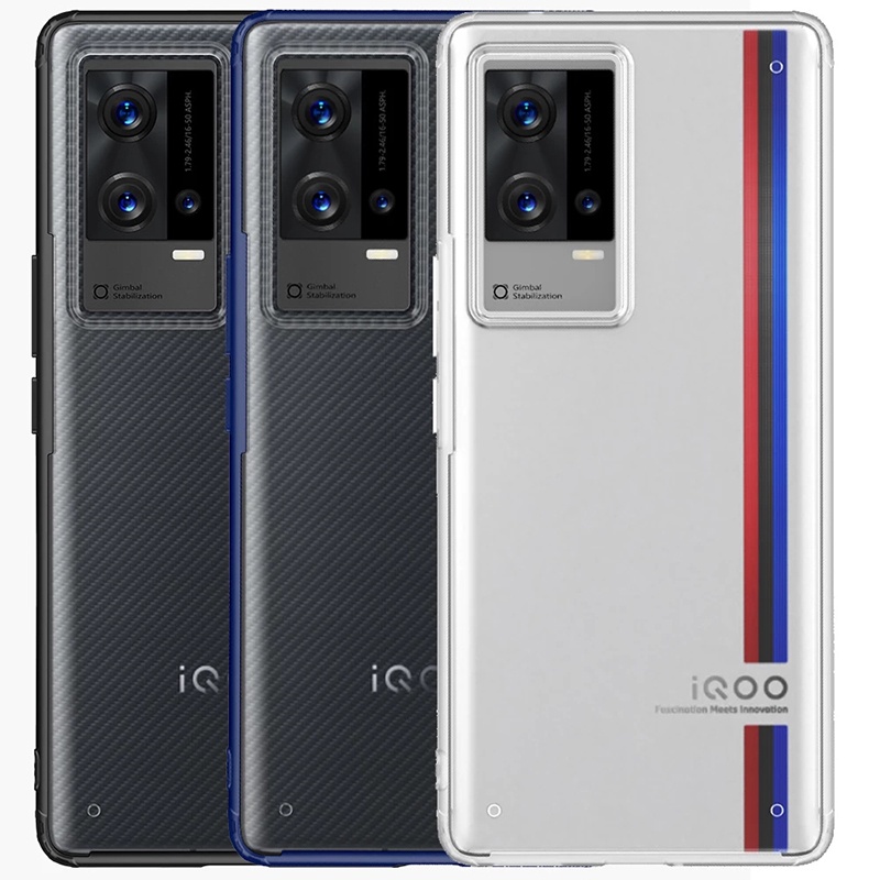 Ốp điện thoại PC cứng viền TPU mềm trong suốt siêu mỏng chống sốc chống vỡ dành cho Vivo IQOO 8 / IQOO 8 Pro
