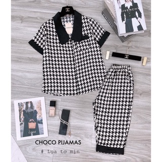 bộ lụa ngắn tay hãng sam choco áo ngắn tay quần lửng bộ mặc nhà đẹp bộ pijama cao cấp