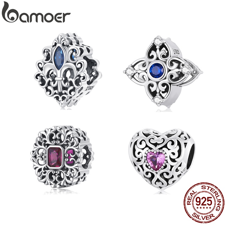 Hạt phụ kiện BAMOER SCC2151 bạc 925 4 phong cách cổ điển dùng làm trang sức diy