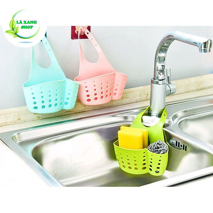 GIỎ ĐỰNG GIẺ Lưới Rửa Bát - Giỏ Nhựa Treo Đồ Rửa Chén, Gắn Vòi Nước Bồn Rửa Có Móc Cài Quai