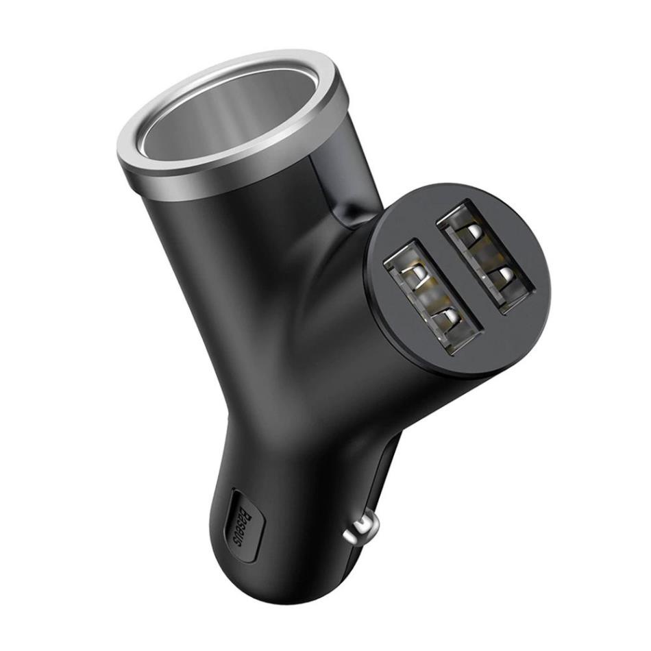 Bộ tẩu sạc mở rộng 3 trong 1 dùng cho xe hơi Baseus Y Type Dual USB