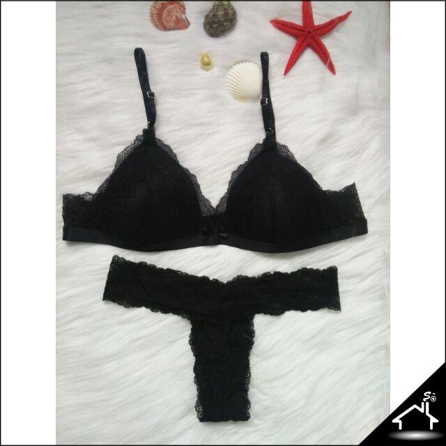 Bộ đồ lót sexy by Nhà Sò ren đen có bèo quần Y NS026 | BigBuy360 - bigbuy360.vn