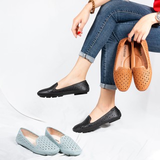 Giày slipon - Kaleea HTK2014 - Giày bệt nữ da bò thật siêu nhẹ, form thúc , siêu êm ,thoát khí