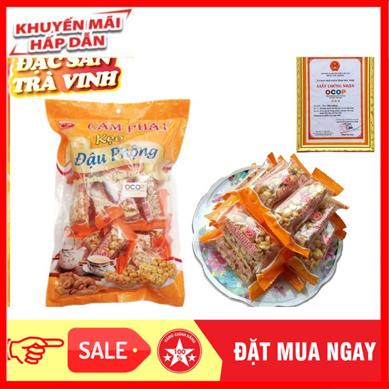 Kẹo đậu phộng đặc biệt Cẩm phát 300 gr, 500gr