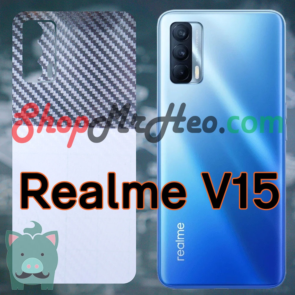 Skin Dán Mặt Sau Lưng Vân 3D Realme V15 (Carbon, Hình Hộp, Nhám, Vân Da)