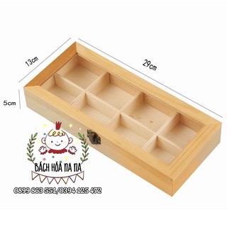 Hộp gỗ vuông nắp kính Loại 1 Hộp gỗ có mặt gương đựng trang sức - Hộp gỗ đa năng - Wooden box glass Decor Bách hóa Na na