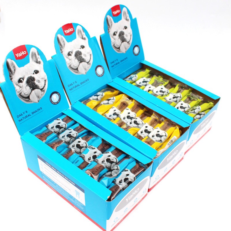 Xương gặm sạch răng bổ sung canxi cho chó YAHO (25gr/cây ~ 10 cm) vị bò-gà nướng-vị lợn- sữa