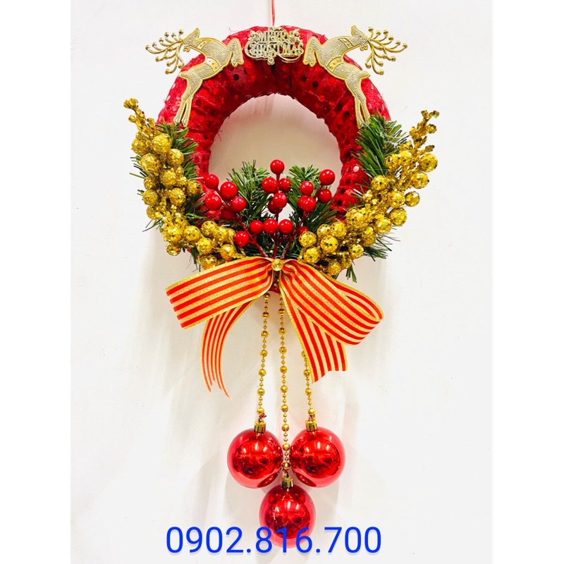 Vòng nguyệt quế treo cửa trang trí Noel 19cm và 25cm