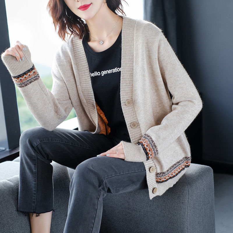 Áo Khoác Cardigan Tay Dài Cổ Chữ V Dáng Rộng Thời Trang Cho Nữ