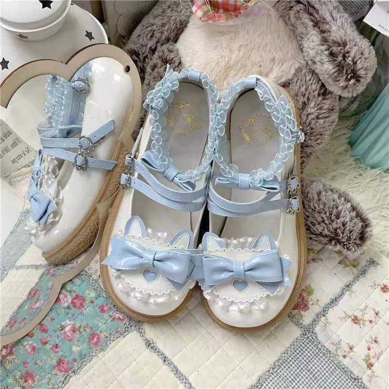 Giày Búp Bê Da Mũi Tròn Phong Cách Lolita Nhật Bản Cho Nữ