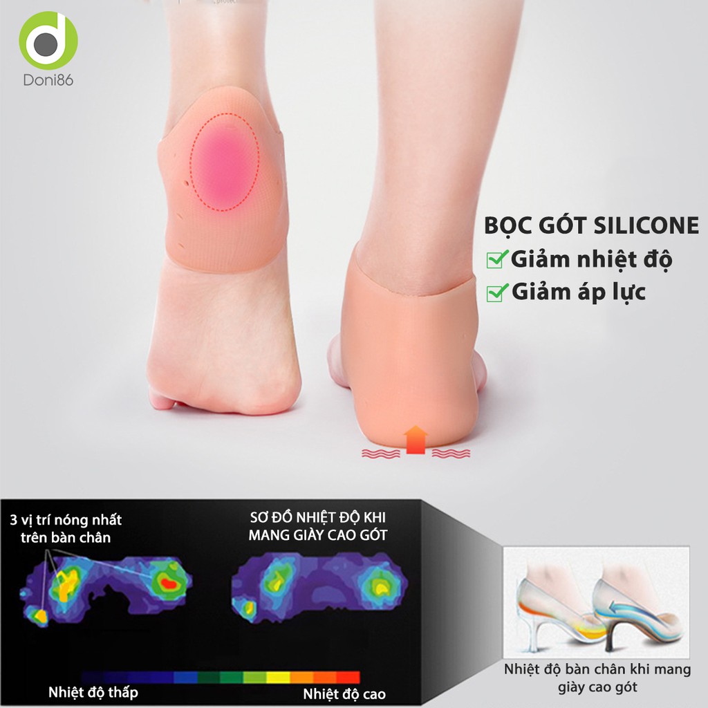 Vớ silicone bọc gót chân bảo vệ da chống nứt nẻ và giúp làm hồng gót sen - PK68