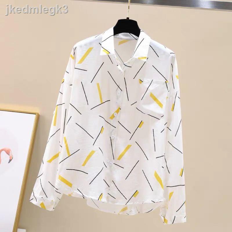 áo sơ mi[Vải tencel] Phiên bản Hàn Quốc mới mùa hè 100 Mặc kẻ sọc áo khoác blouse dài tay kết hợp và chống nắn