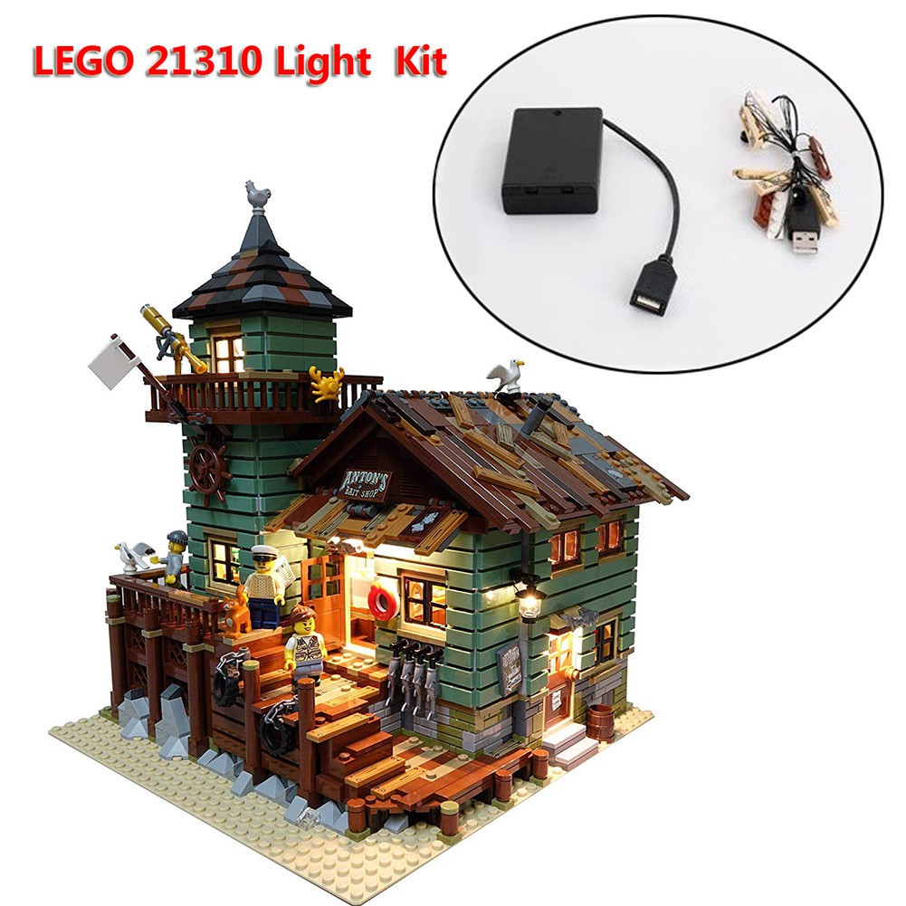 Đèn LED chiếu sáng cho khối xếp hình LEGO cửa hàng câu cá cũ 21310 DIY