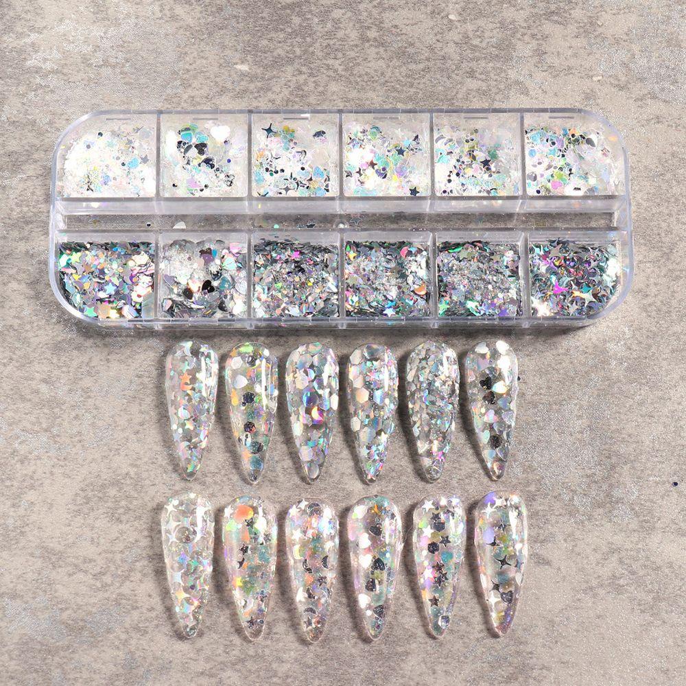 Hộp Sequin Lục Giác Hình Lục Giác Lấp Lánh Dùng Trang Trí Móng Nghệ Thuật