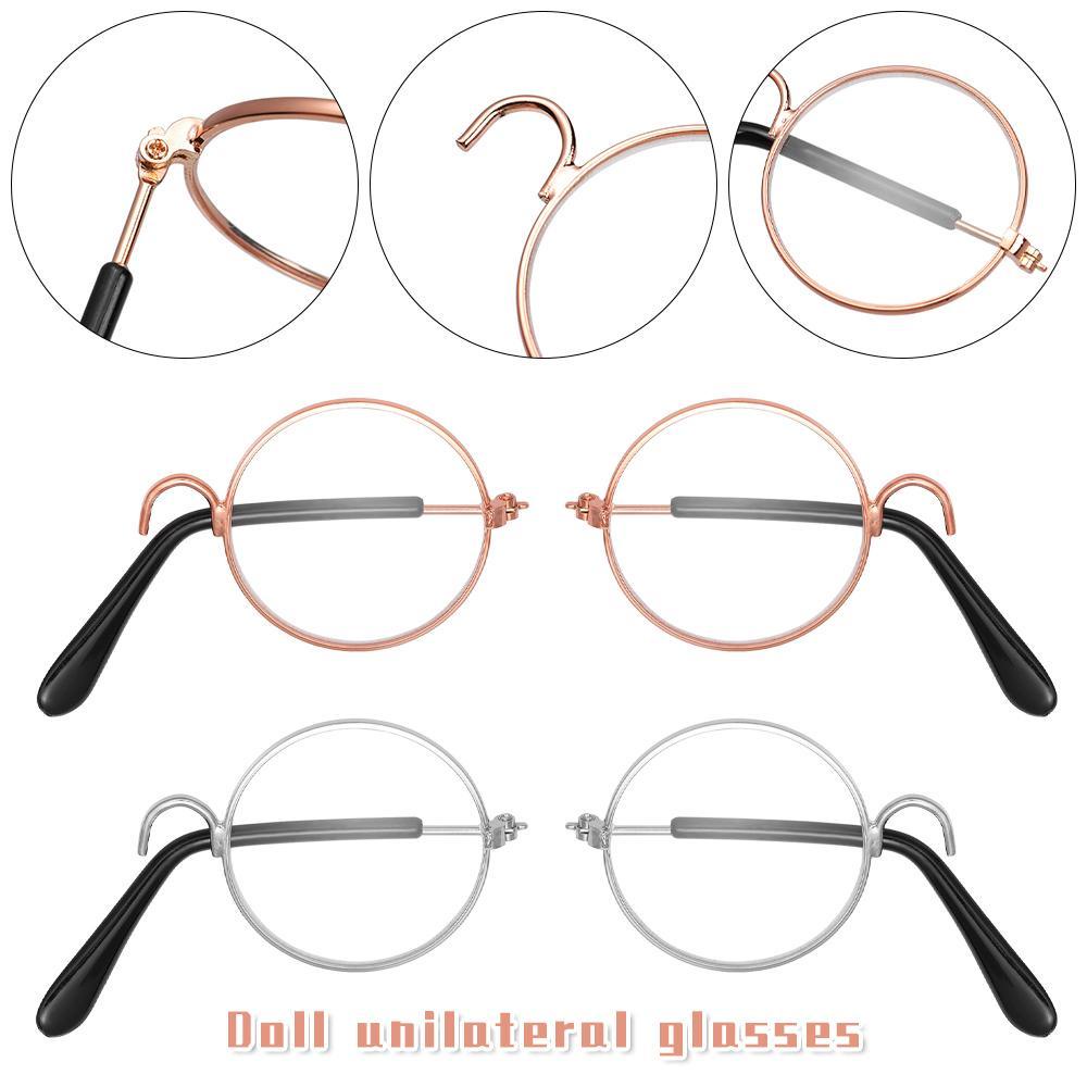 Mắt Kính Gọng Tròn Phối Lông Màu Cầu Vồng Xinh Xắn