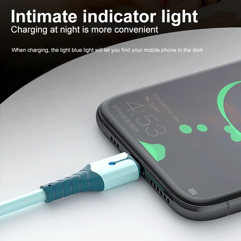 Dây cáp sạc nhanh 3 trong 1 Micro USB Type C và iPhone 5A có đèn LED 1m/ 1.5m