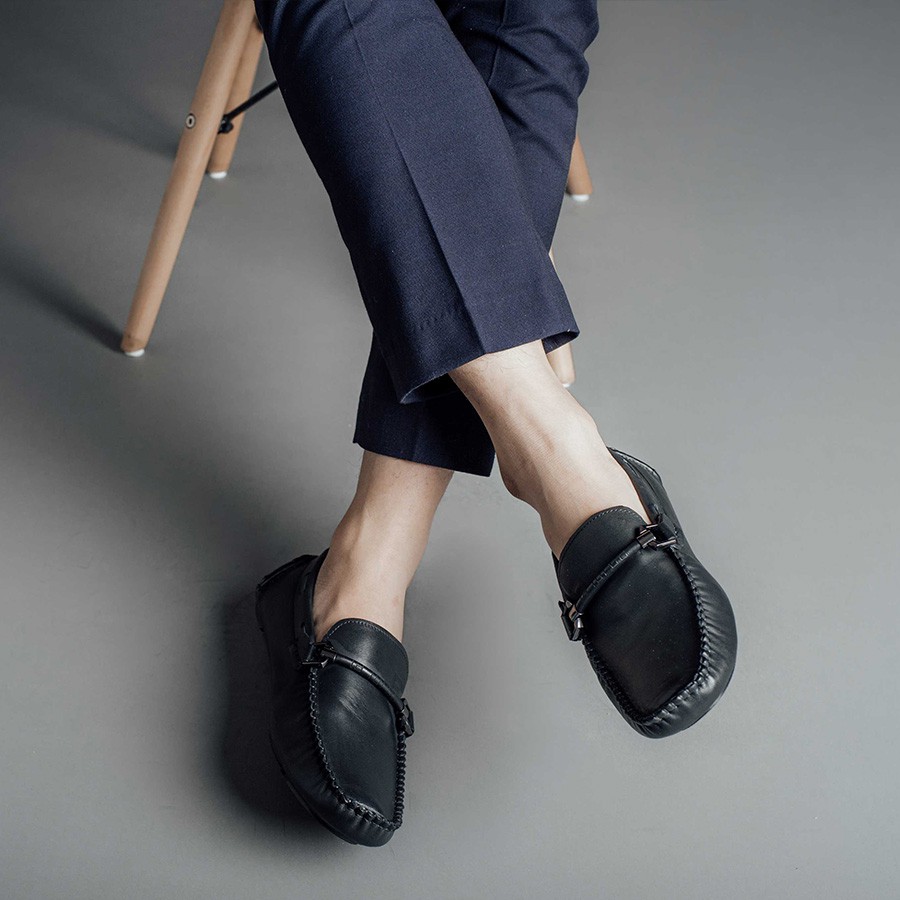 Giày Lười Nam LAFORCE Bo Viền Quai Ngang GNLA3105-1-D Tặng Tất UNIQLO Cao Cấp