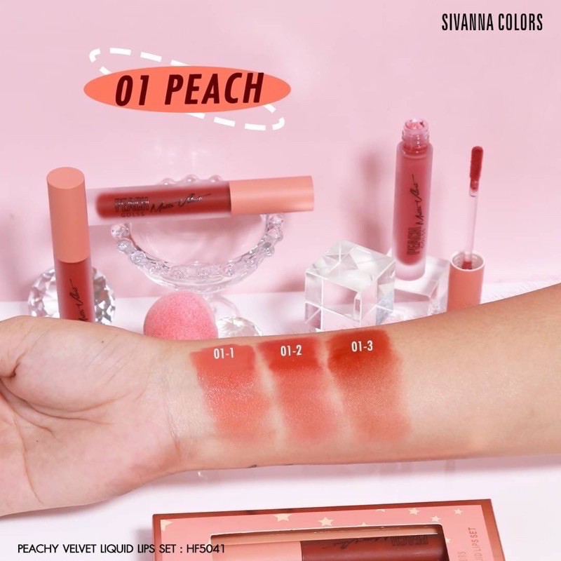 ❤️❤️[Chuẩn Thái ] SET SON SIVANNA COLORS 3 CÂY PEACHY VELVET LIQUID LIPS THÁI LAN ❤️❤️