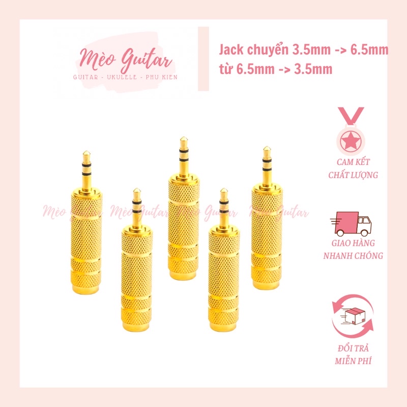 Jack chuyển đổi tín hiệu từ 6,5mm ra 3,5mm hoặc 3,5mm ra 6,5mm chất lượng cao | Mèo Guitar