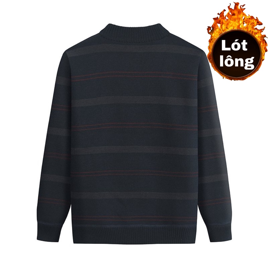 Áo Len Nam Cổ Tròn Lót Lông Thu Đông Thời Trang Trung Niên