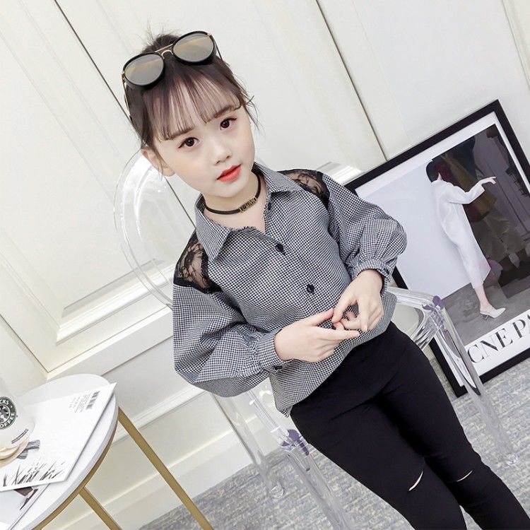 Áo Sơ Mi Tay Dài Họa Tiết Kẻ Sọc Phong Cách Phương Tây Thời Trang Xuân Thu Cho Bé Gái