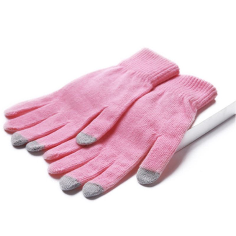 Găng Tay Len Hở Ngón Co Giãn Màu Trơn Giữ Ấm Mùa Đông Có Thể Chạm Màn Hình Cảm Ứng Dành Cho Nữ