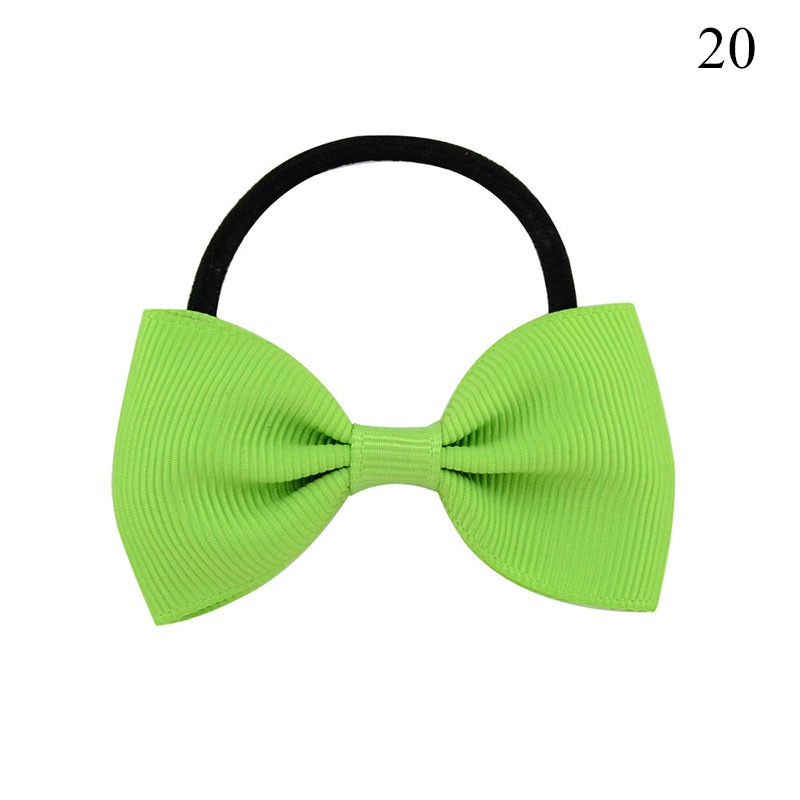 Dây thun buộc tóc phối nơ bướm bằng vải màu trơn dành cho bé gái