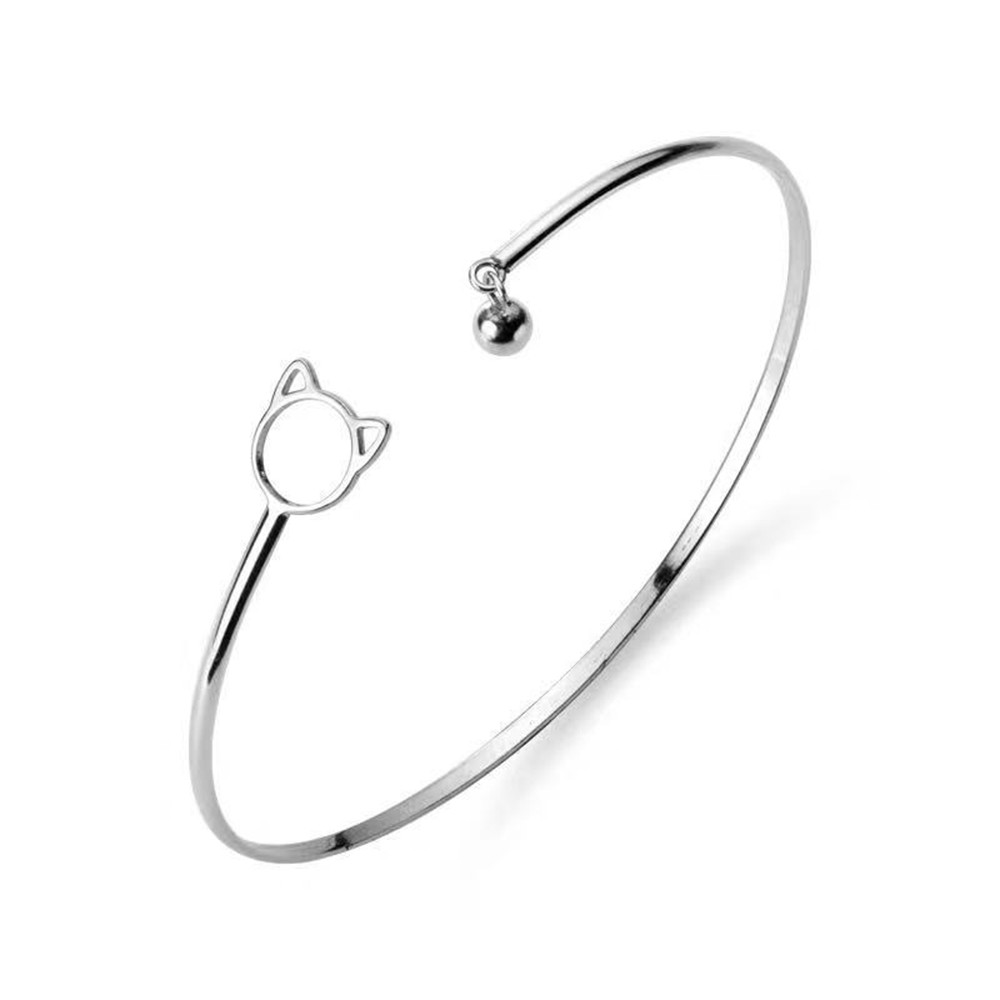 Vòng đeo tay hở hình đầu mèo bằng hợp kim đơn giản có thể điều chỉnh Cod Hongyu8866