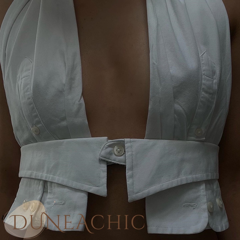 DUNEA Áo kiểu màu trơn thiết kế hở táo bạo quyến rũ