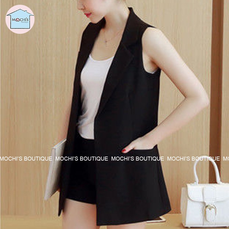 Áo blazer nữ công sở, mẫu áo vest nữ công sở không tay, kiểu dáng đơn giản dễ mặc-M1600 | BigBuy360 - bigbuy360.vn
