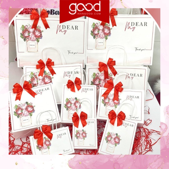 [GIẢM GIÁ] Túi giấy đựng nước hoa họa tiết nước hoa hoa siêu xinh có sẵn nhiều kích thước