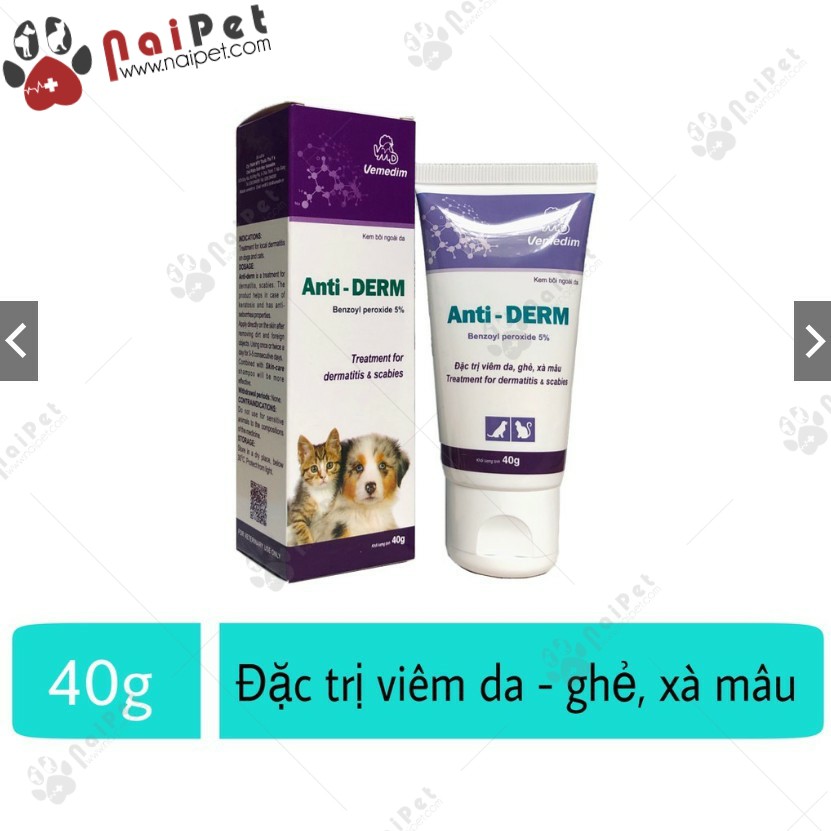 Kem Bôi Trị Viêm Da Ghẻ Xà Mâu Cho Vật Nuôi Anti Derm Vemedim 40g