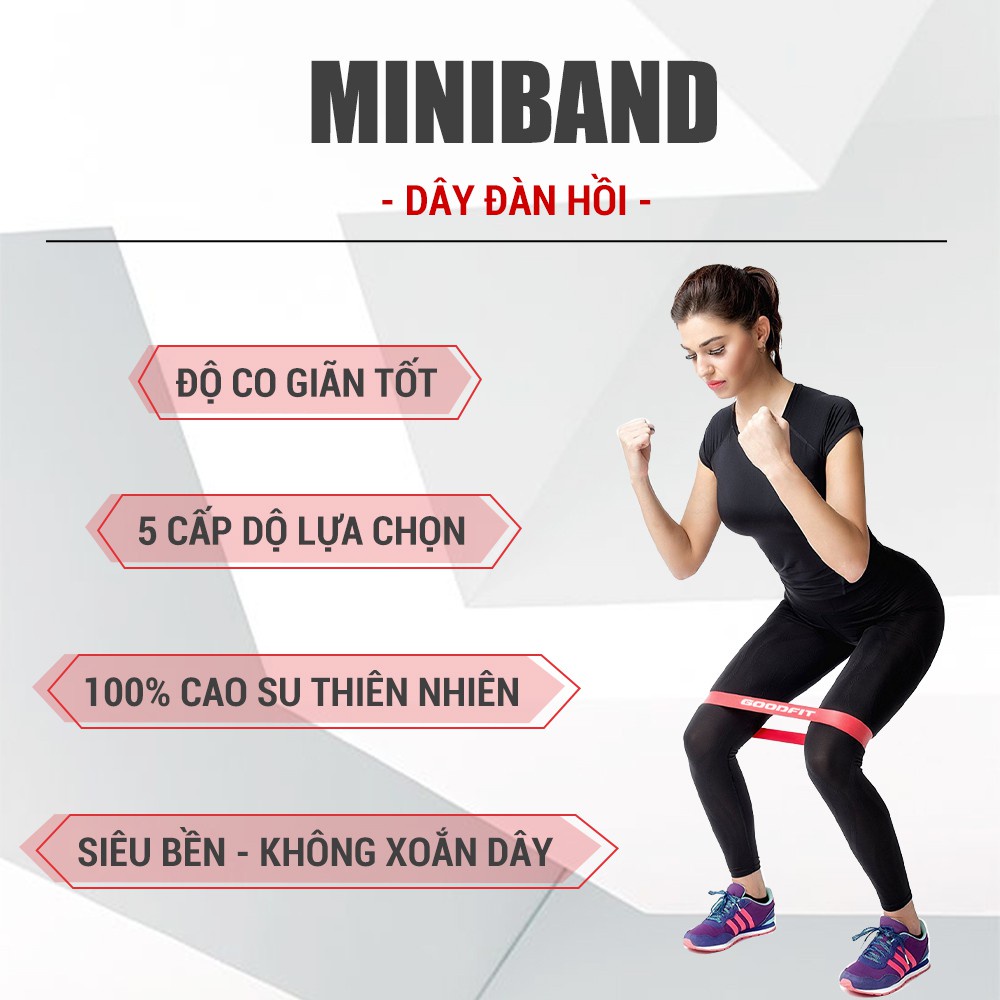 SET 5 Dây thun tập gym mini band GoodFit GF911MB, set dây kháng lực tập mông đùi tại nhà