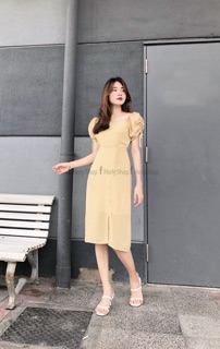 ĐẦM MIDI TAY RÚT XẺ TÀ