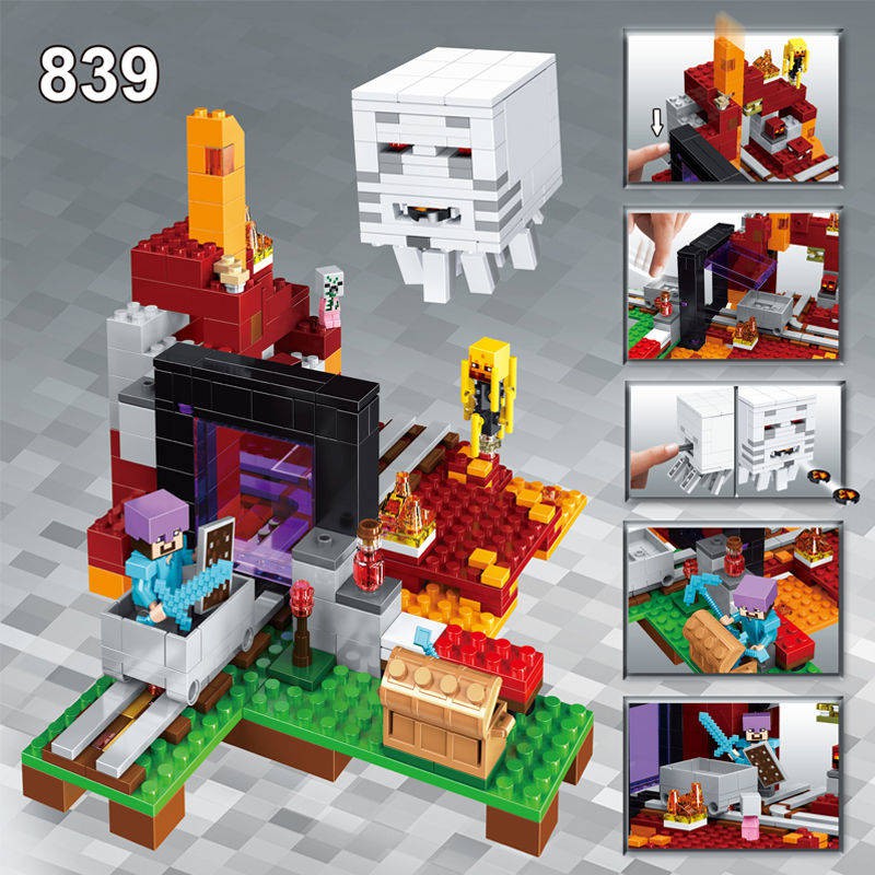 kỹ thuật số Mô hình lắp ráp Minecraft Portal Lego Building Blocks
