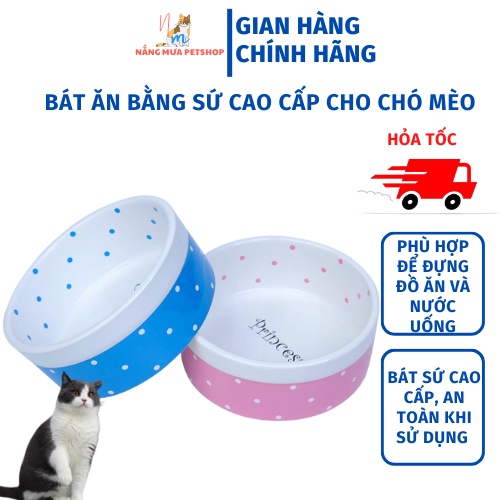 Bát ăn cho mèo, chó Prinsess bằng gốm sứ cao cấp