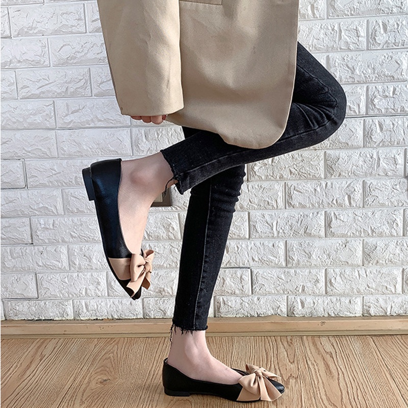 Giày búp bê IELGY đính nơ phong cách Anh Quốc xinh xắn dành cho nữ