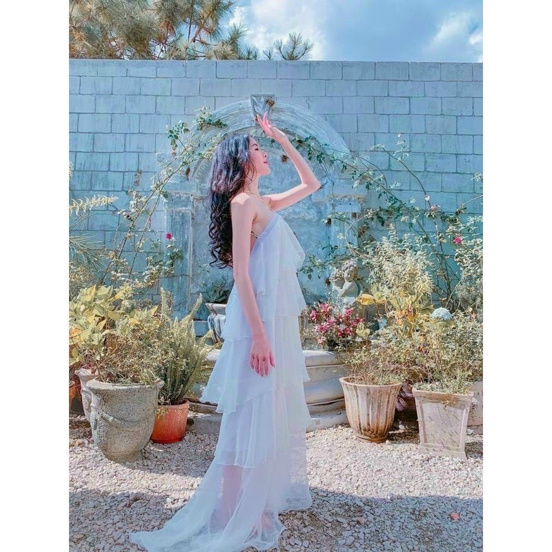 Đầm maxi đi biển cổ yếm voan tầng sang chảnh - Passion Dess | BigBuy360 - bigbuy360.vn