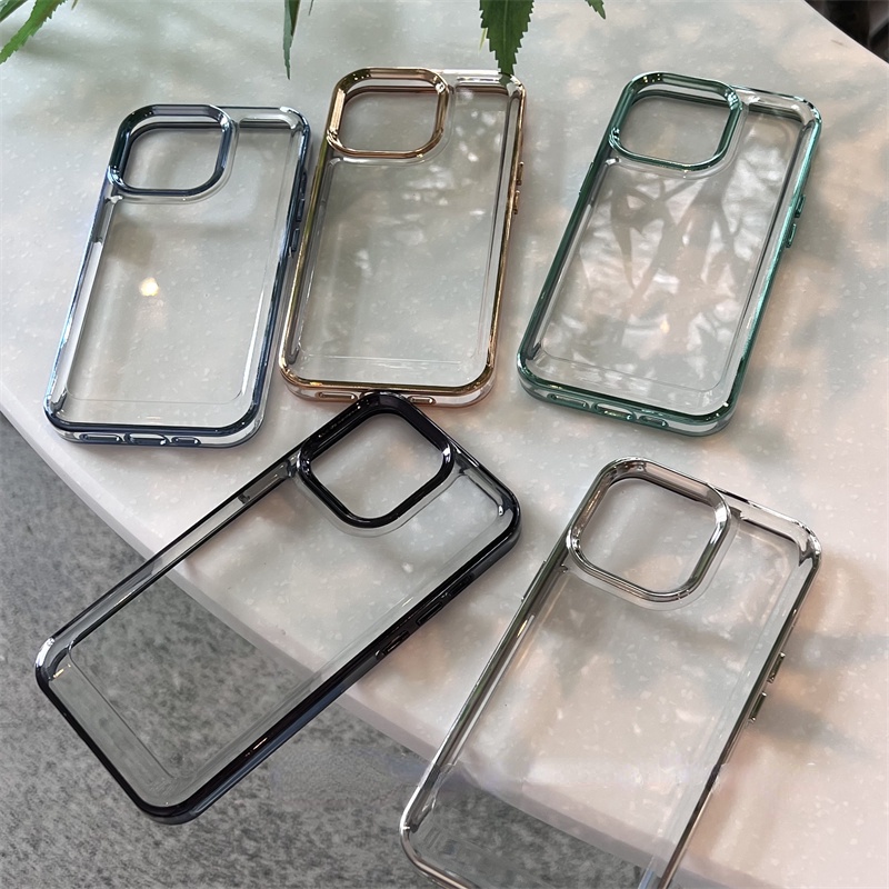 Ốp Điện Thoại Silicon Trong Suốt Mạ Viền Sang Trọng Cho iPhone 14 Pro Max 13 12 11 Pro Max XR XS X 8 7 Plus SE 2020