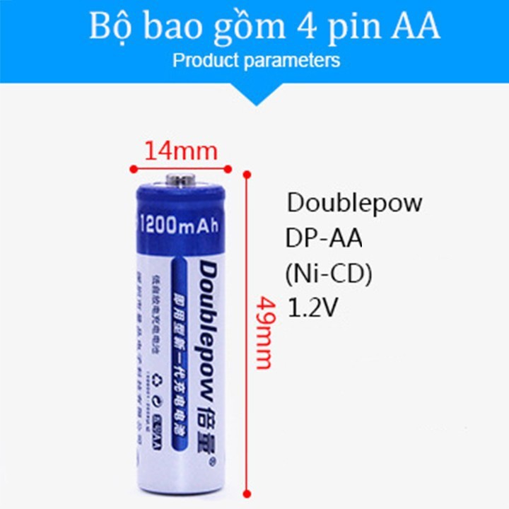 Bộ xạc pin tiểu, pin 2A 3A tặng kèm pin