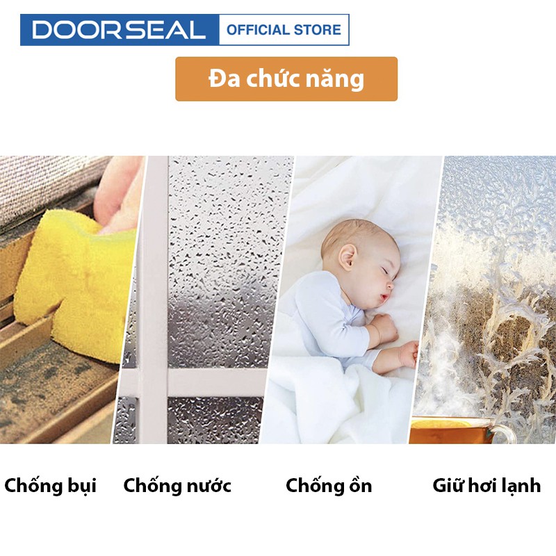 Nẹp xốp khe cửa có keo cách âm chống tiếng ồn chống bụi chống hơi lạnh thất thoát, cuộn 6m Doorseal™ (Vietnam)