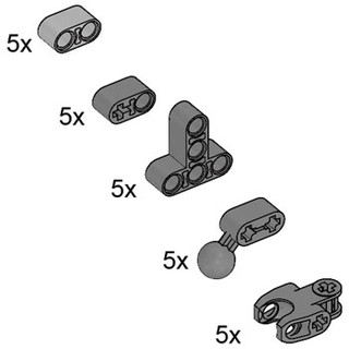 Linh phụ kiện Lego Technic Mindstorms Education NXT 5 Loại 25 chiếc khớp nhựa Specialty Beams Axle Connector Ball Socket