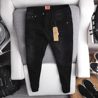 Quần bò nam đen trơn cơ bản jean co giãn vải đẹp