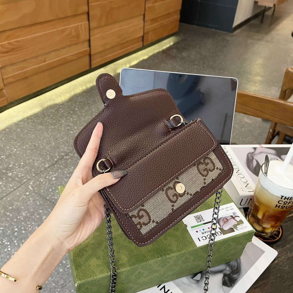 XẢ KHO TÚI ĐẦU RỒNG SIZE 18CM HOT TREND VIỀN NÂU SIÊU ĐẸP DC23