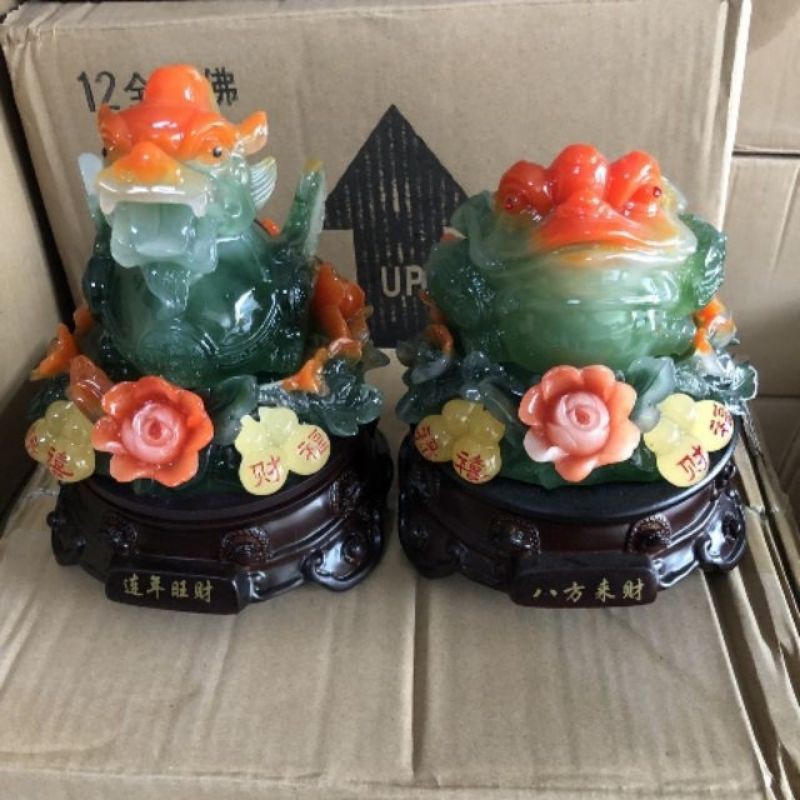 thiền thừ Cóc ngậm tiền vàng Tỳ Hưu xoay phong thủy [ Cặp Đôi]